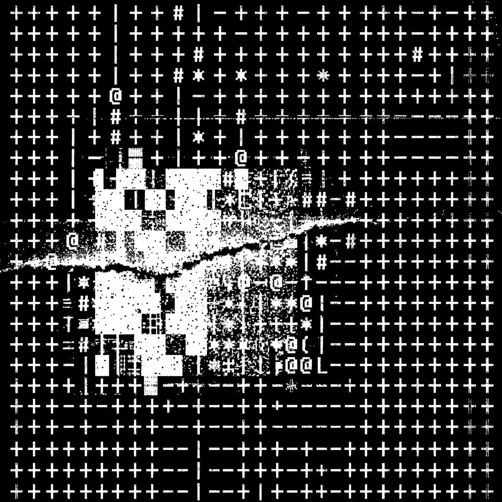 A regular character lattice with one contained region breaking down.